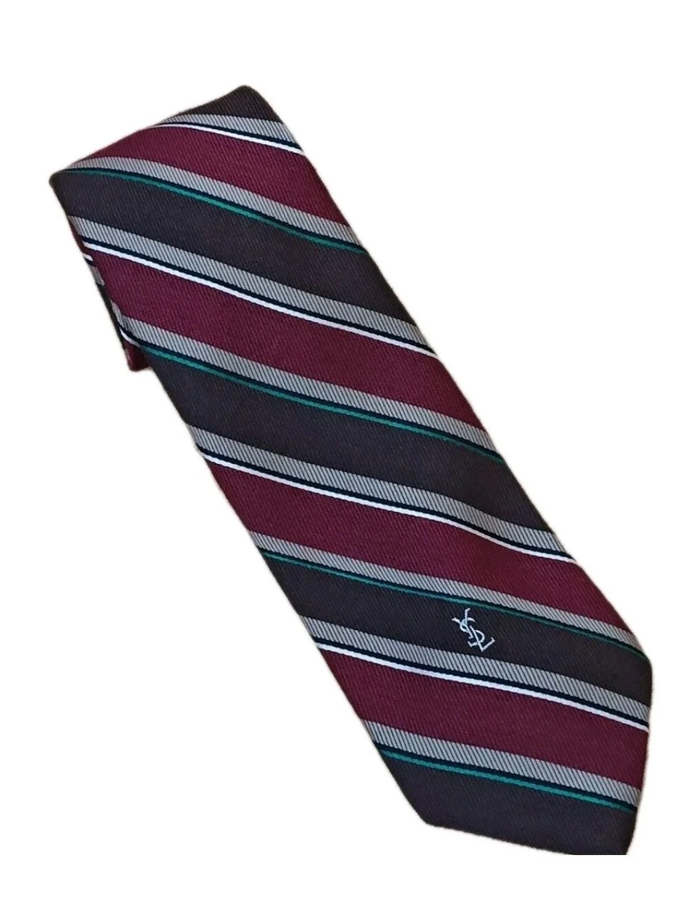 Vtg Yves Saint Laurent Devereaux Styles Italian Wool Silk Repp Neck Tie Striped